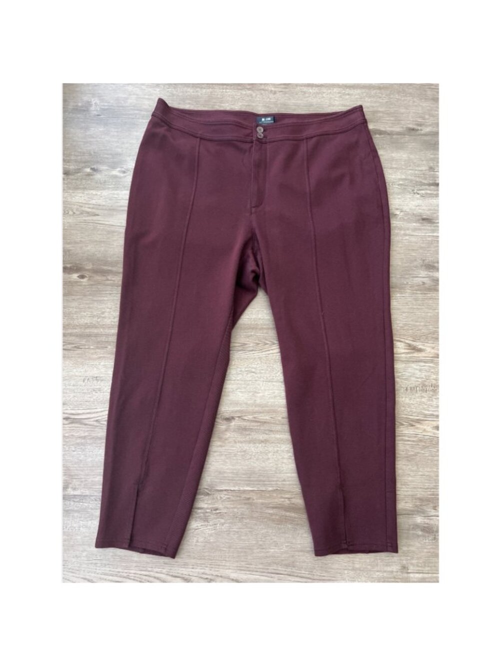 Maeve High Rise Seamed Split Hem Skinny Pants Womens 20W Burgundy Ankle Cropped
